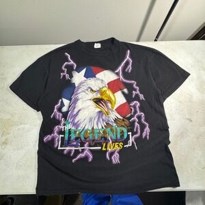 Vintage 90s American Thunder "The Legend Lives" Black T-shirt Mens XXL Thunder